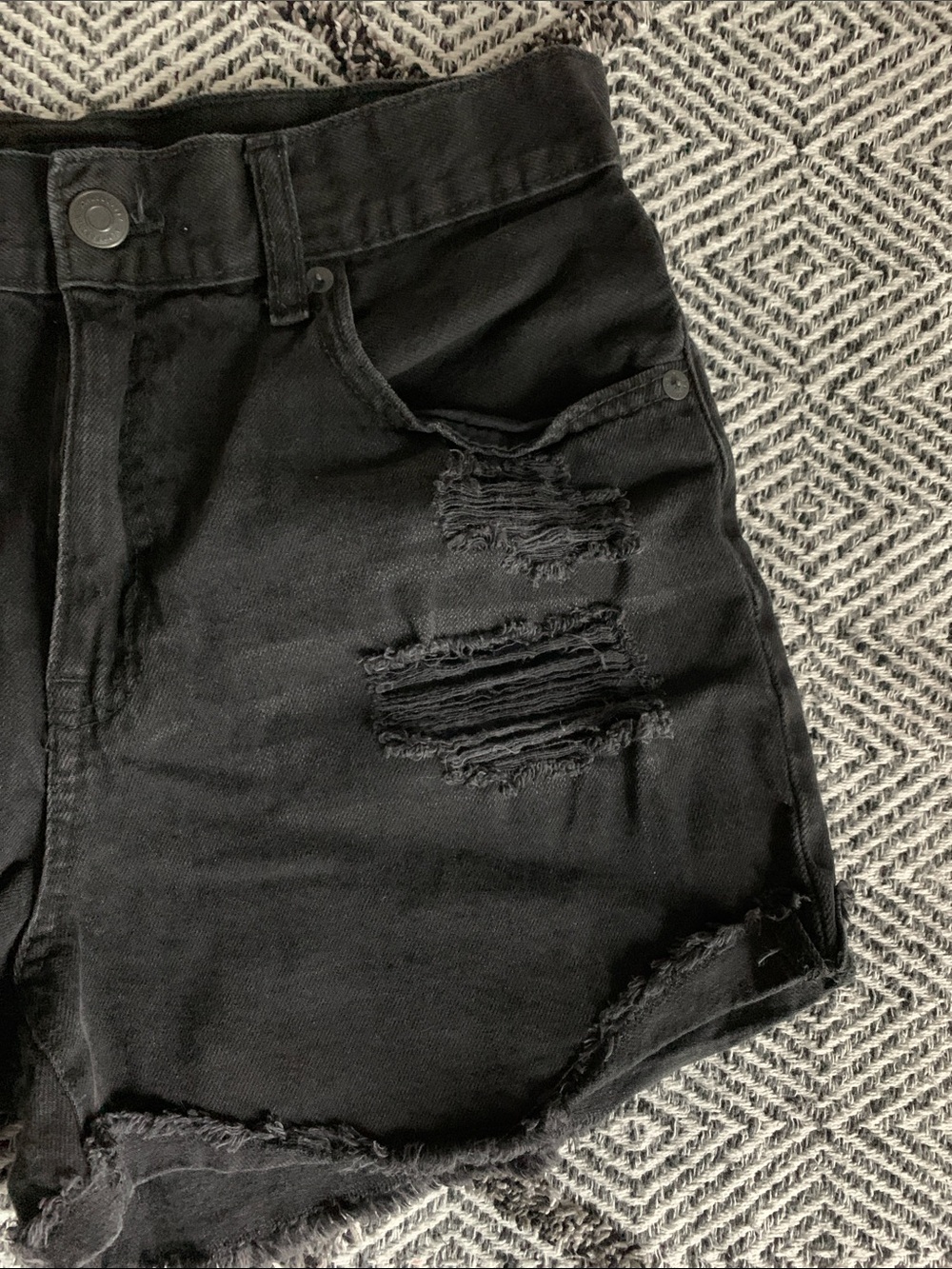 Aeropostale Black Distressed Denim Mom Shorts - Picture 2 of 5